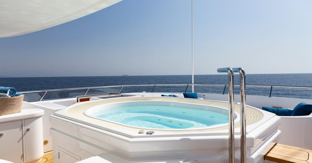 Deck Jacuzzi onboard charter yacht ADVENTURE