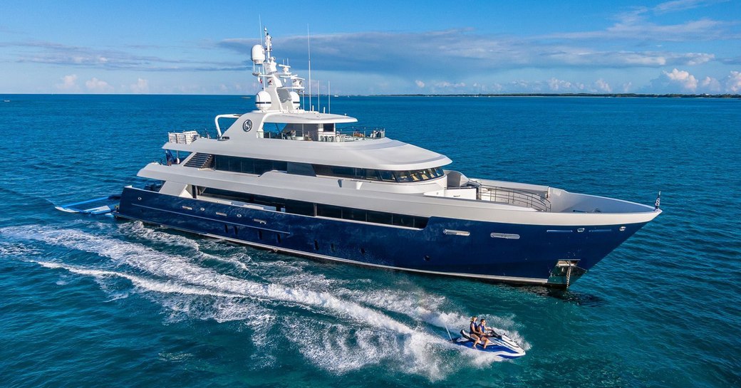 Charter yacht PISCES underway, surrounded by sea