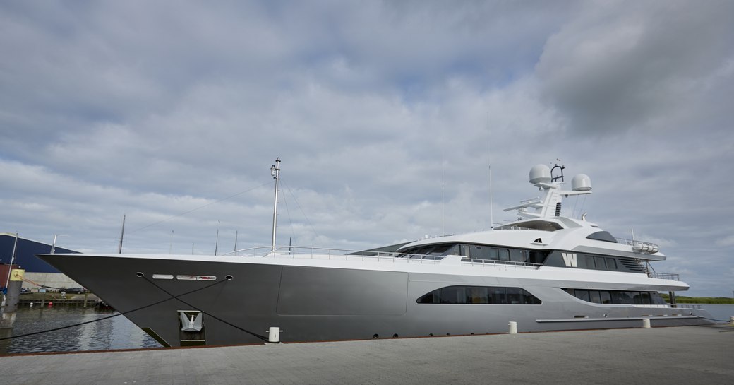 W yacht on the dock post refit 