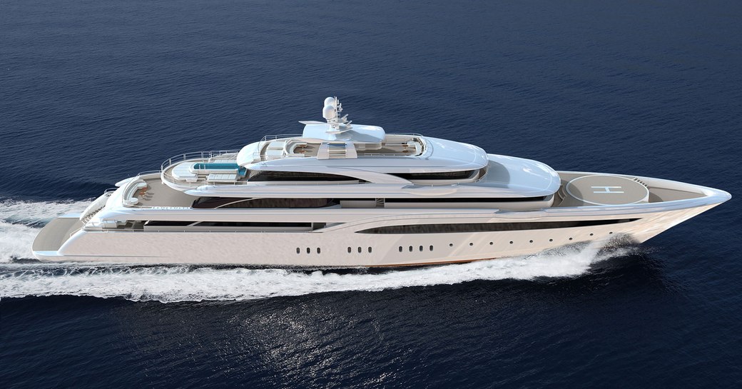 o'ptasia aerial view of superyacht underway