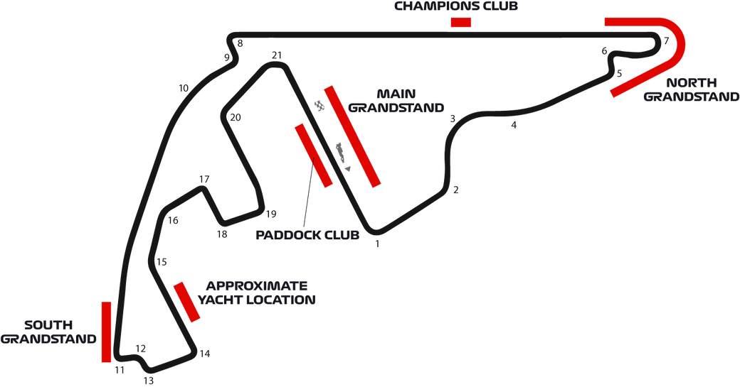 Yas Marina F1 Racing Circuit map for Abu Dhabi Grand Prix 