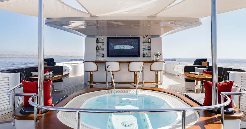 Deck Jacuzzi onboard charter yacht OLYMPUS