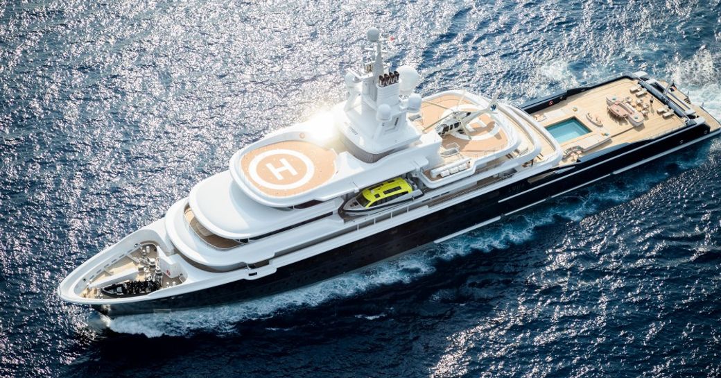 Aerial image of megayacht LUNA underway