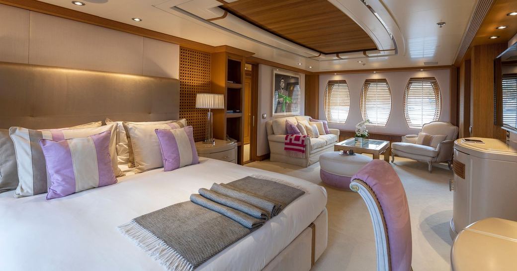 Master cabin onboard luxury yacht rental MARLA