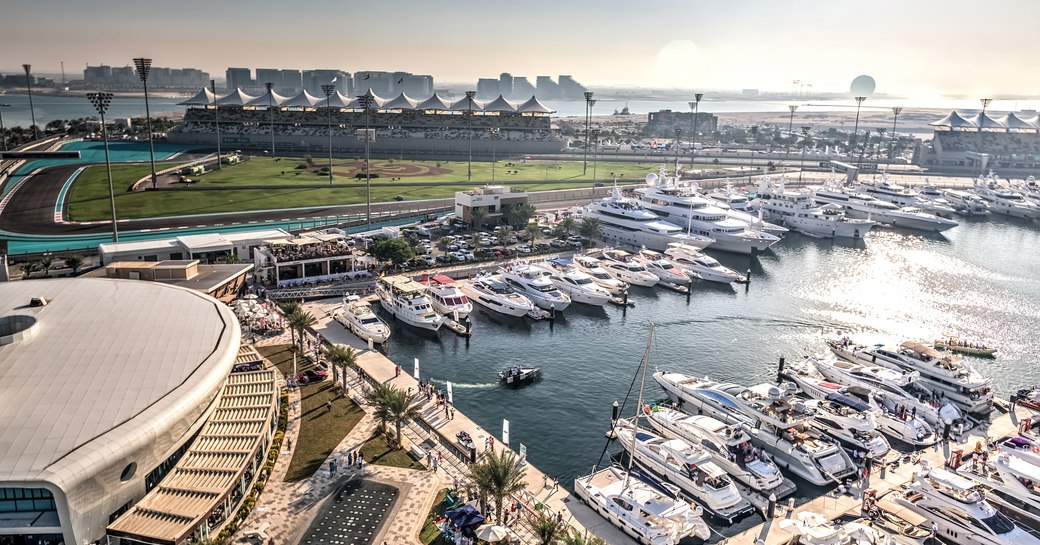 superyachts berth in Yas Marina in preparation for the Abu Dhabi Grand Prix