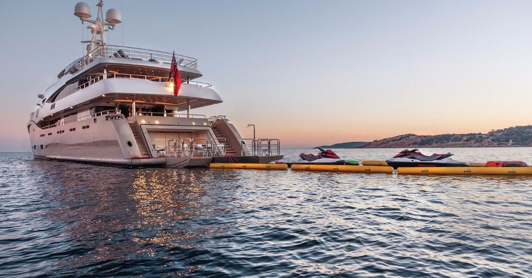 The aft deck and tenders of luxury yacht 'Light Holic'