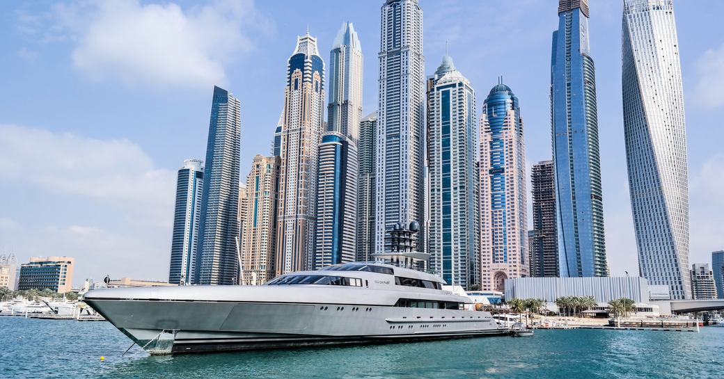 Motor yacht in Dubai Harbor