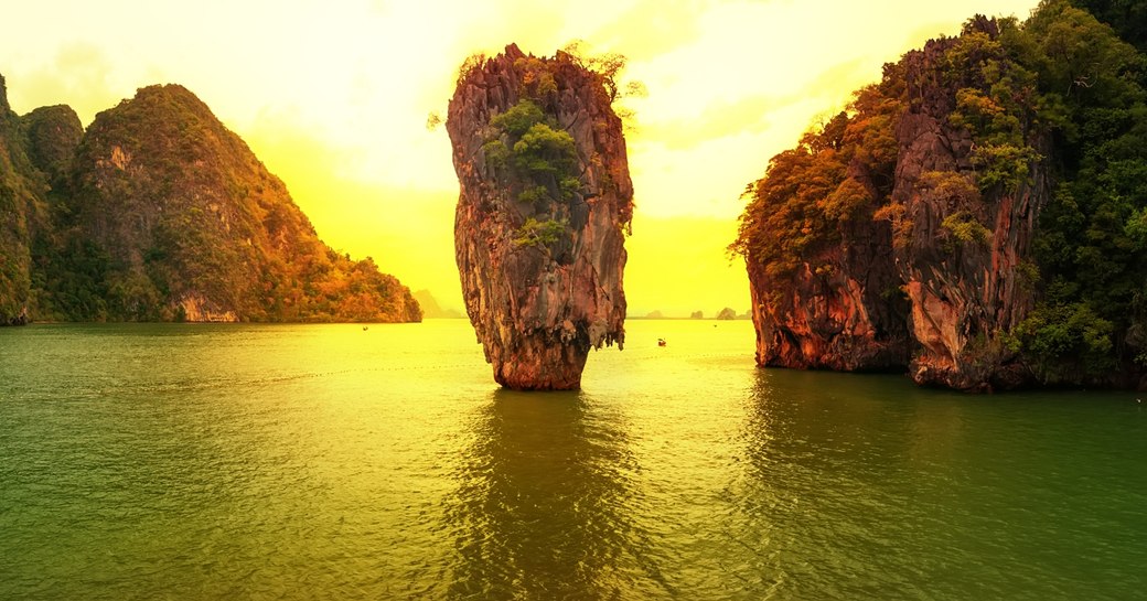 James Bond Island as the sun sets in Thailand