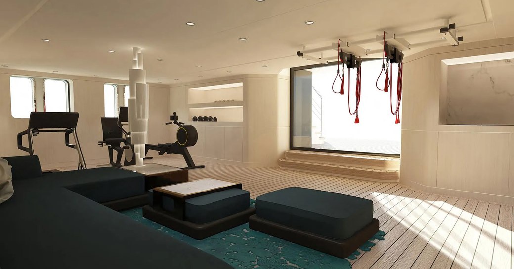 gym set-up on superyacht SOARING