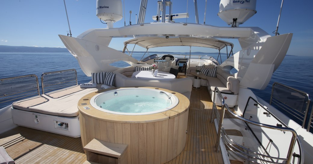 Sundeck Jacuzzi on board charter yacht BABY I