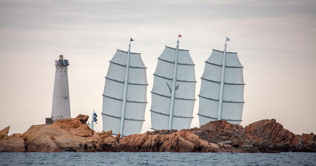 superyacht Maltese Falcon competes at the Perini Navi Cup