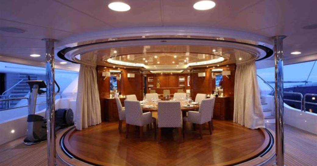 Dining area onboard MY Harmony lll