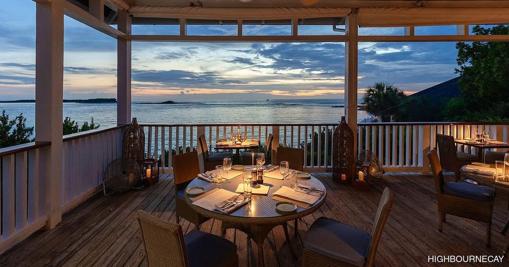 Xuma's Restaurant & Bar Bahamas dining area sunset