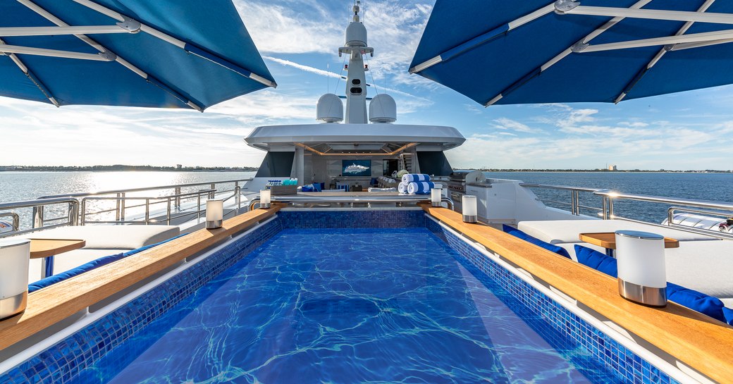 Swimming pool onboard Charter yacht TOP FIVE II