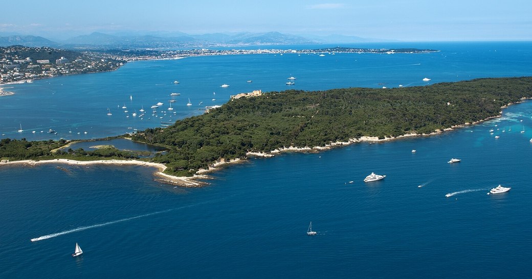 The island of Île Sainte-Marguerite as seen from above