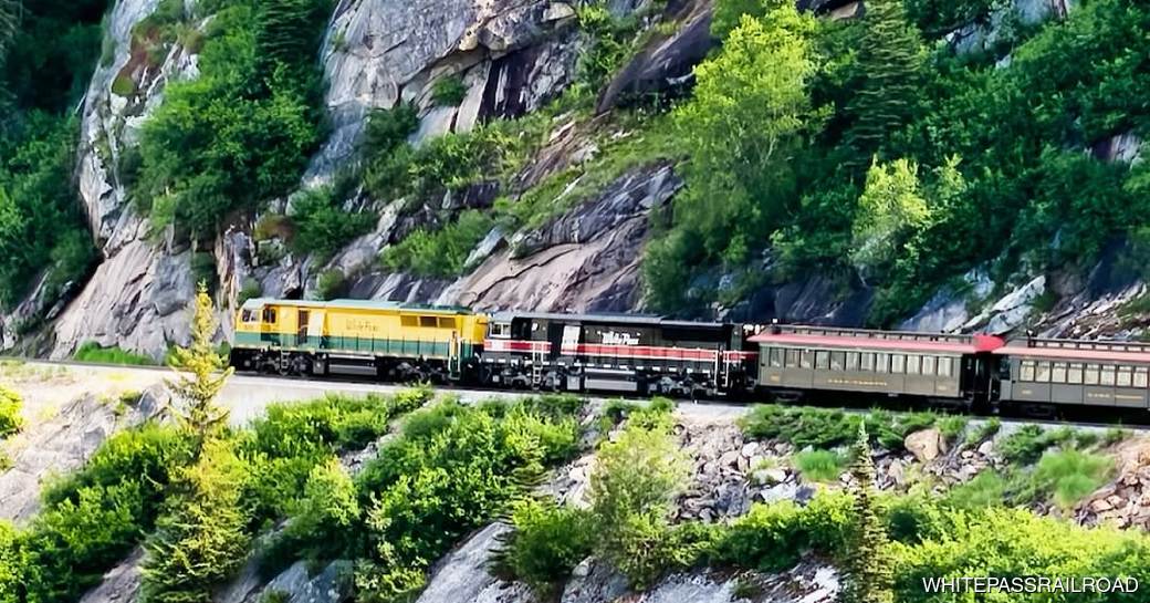 White Pass & Yukon Route Railway train on mountainside