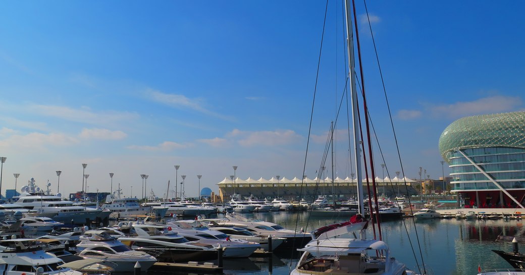 The beautiful setting of Yas Marina, Yas Island