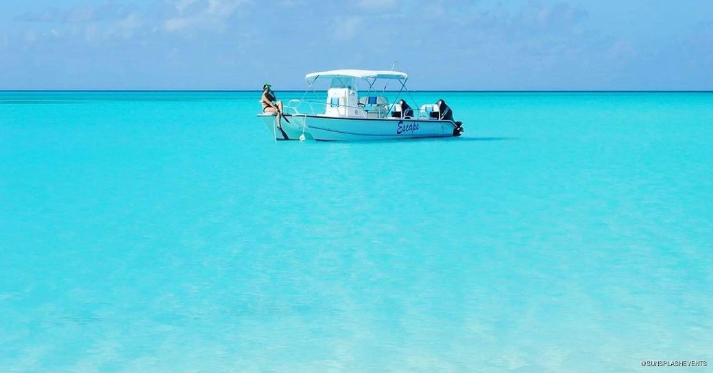 Boat out on Rose Island's waters 