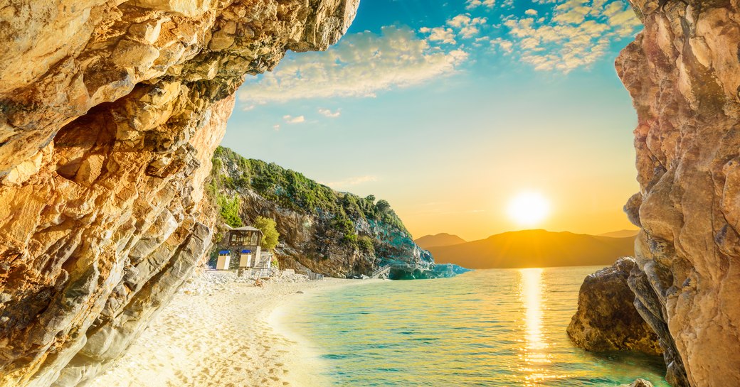 greek island at sunset