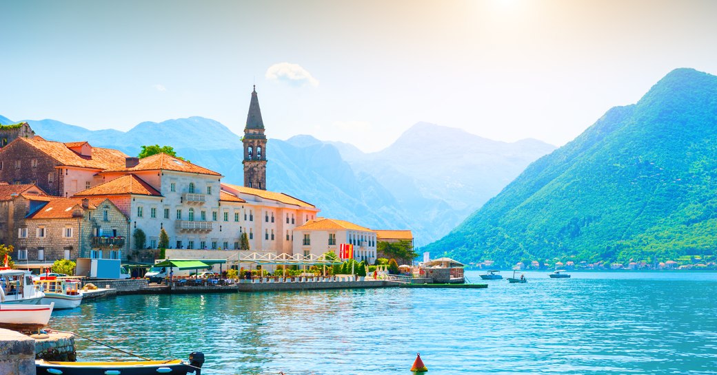 Beautiful view of Perast town in Kotor bay, Montenegro. 