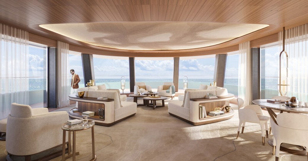 Main salon on board charter yacht KENSHO