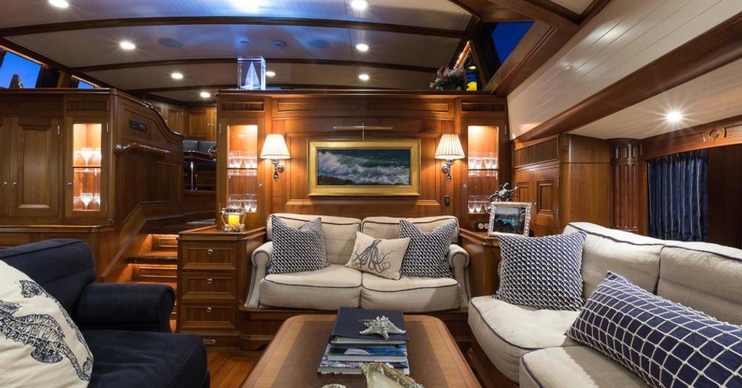 The main salon of luxury sailing yacht MARAE