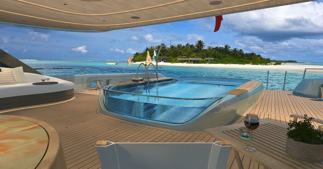 Aft deck pool on board charter yacht KENSHO