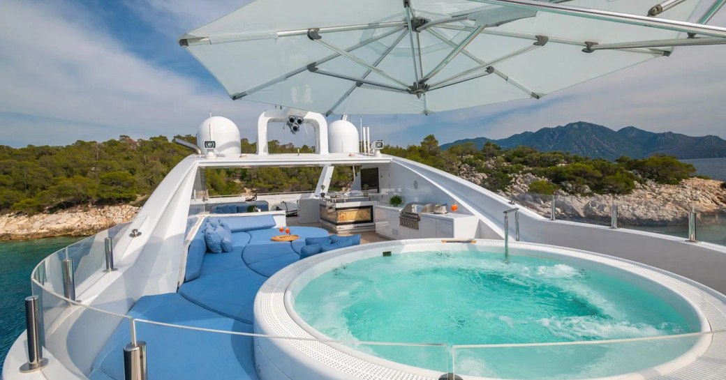 Deck Jacuzzi onboard charter yacht HOLDIN' MY OWN