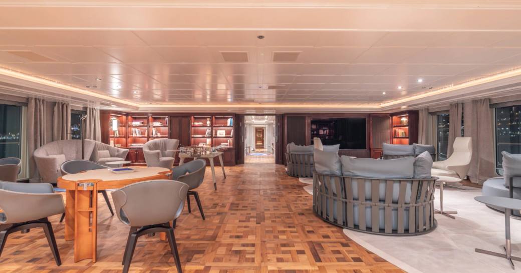 Main salon onboard charter yacht CARINTHIA VII