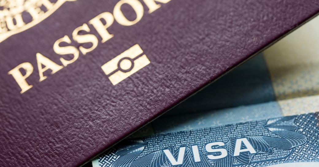 Close up of passport and visa