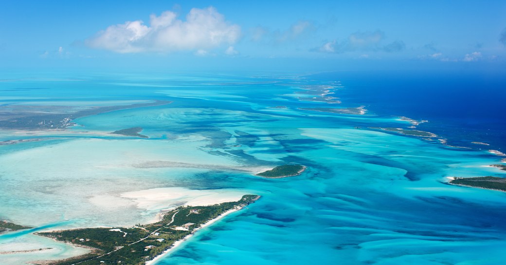 Sand banks and clear blue water in the Bahamas