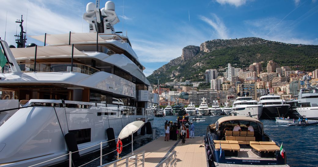 Superyacht charter and tender berthed at Port Hercule