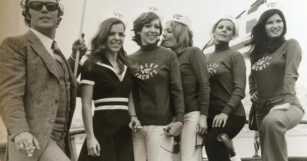 Vintage shot of Valef Yachts on board yacht in Greece