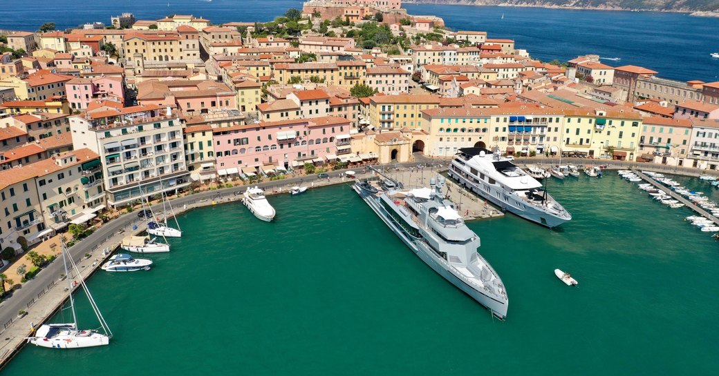 luxury yacht bold in bay in the mediterranean