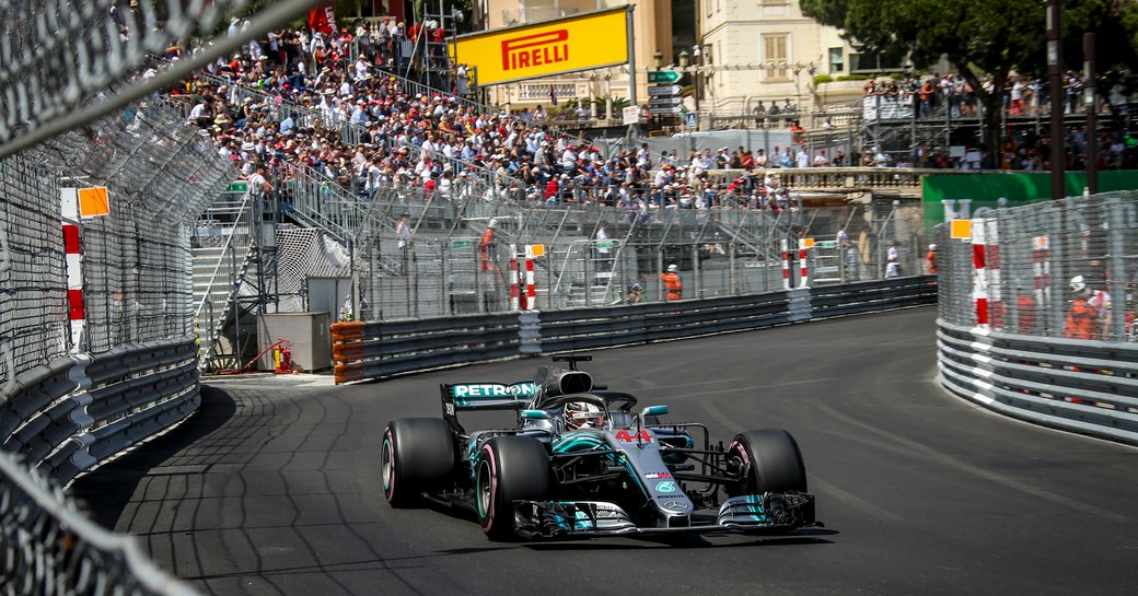 Race car on the circuit at the F1 Monaco Grand Prix