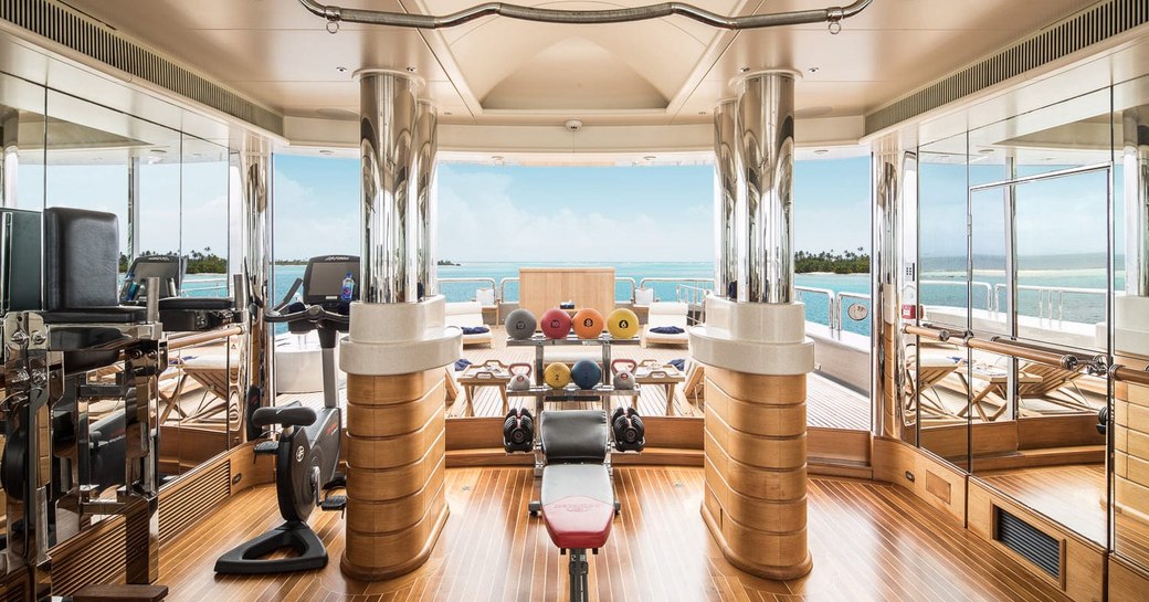 Sundeck gym onboard MY Calypso