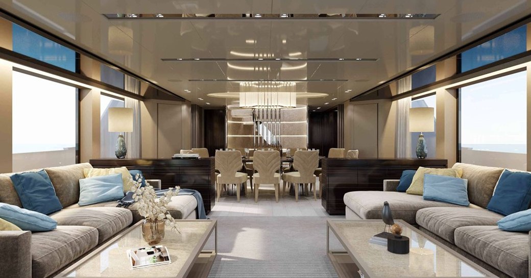 Main salon onboard charter yacht SABBATICAL