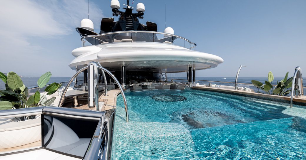 Swimming pool onboard charter yacht KISMET