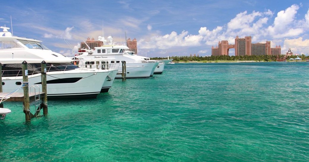 bahamas yachts, with atlantis hotel in background