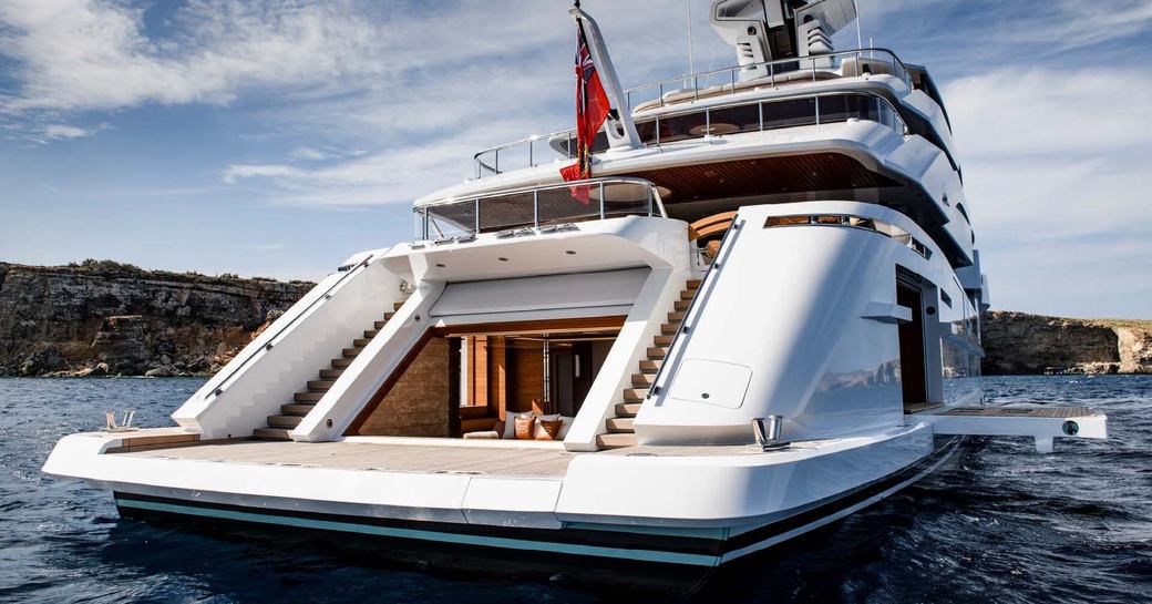 Swim platform onboard charter yacht LIFE SAGA