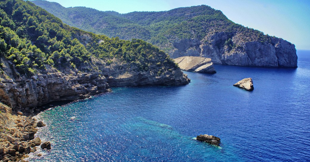 Coast of Ibiza, the sea and the rocks