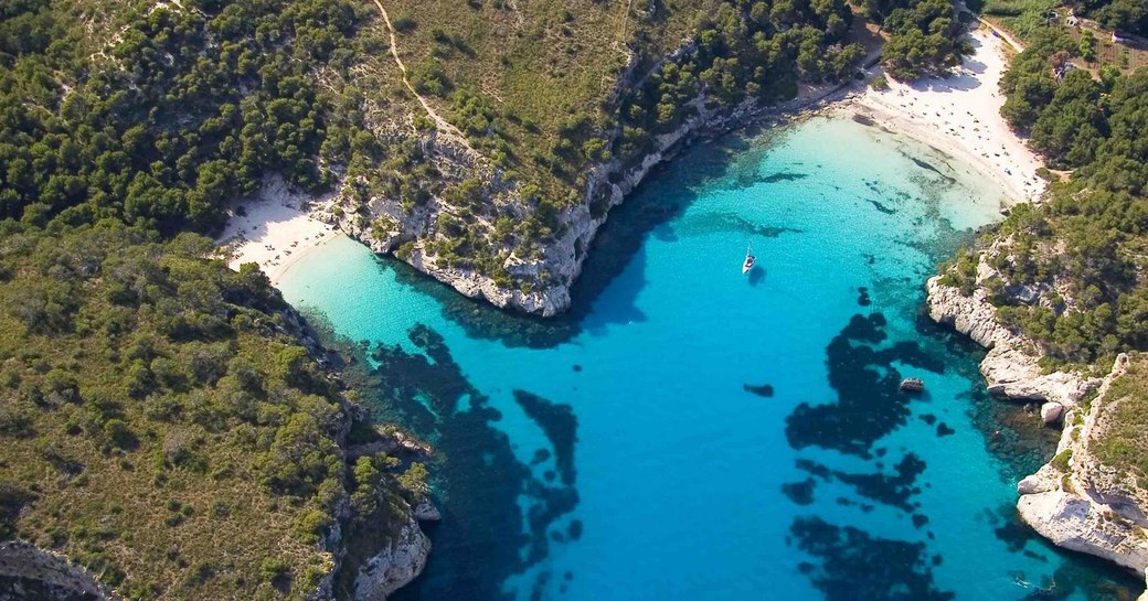 overhead view of Bozcaada in Aegean waters of Turkey