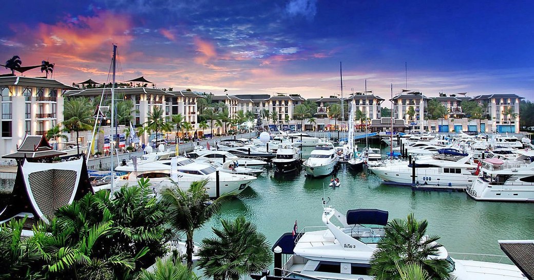 sunset at the Royal Phuket Marina in Phuket, Thailand 