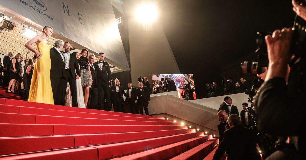 Red carpet on steps outside Palais des Festivals