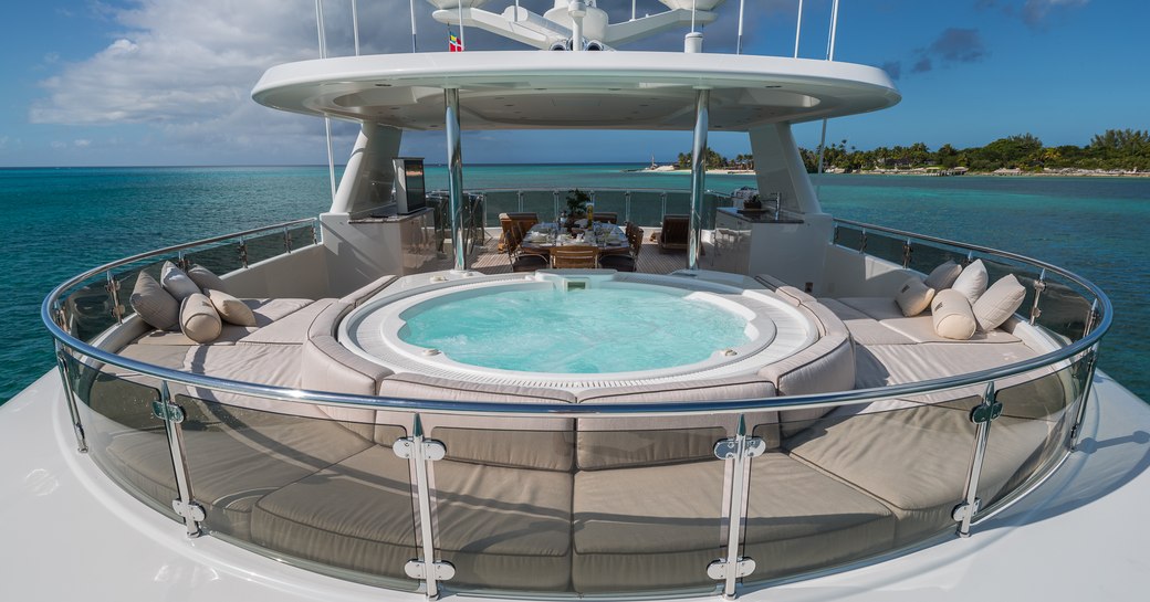 Jacuzzi and sunpads on superyacht W