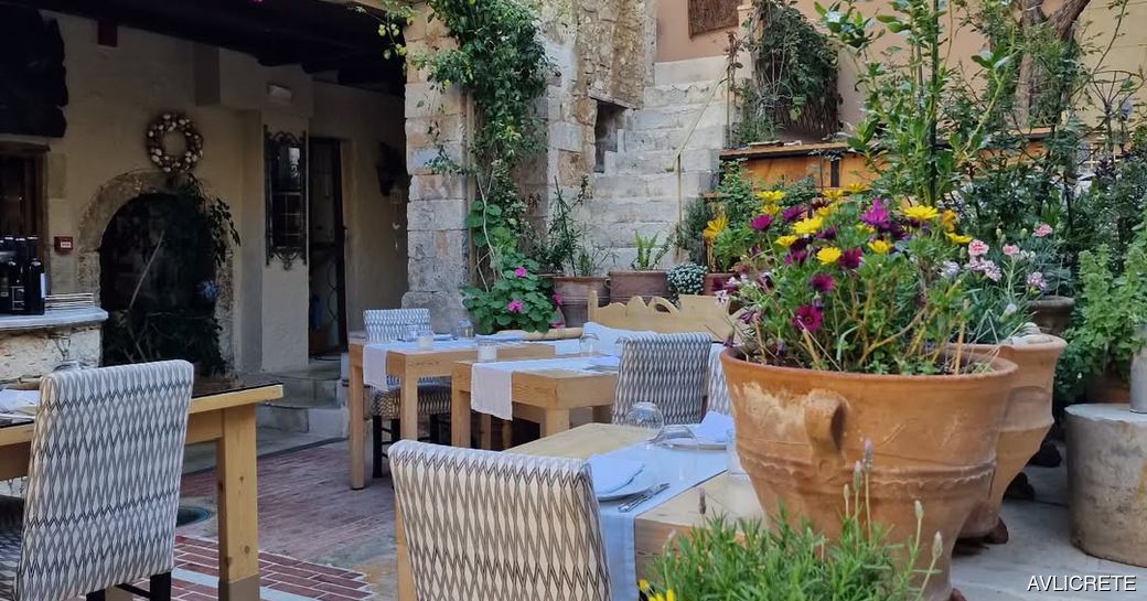 Avli Crete dining area yard
