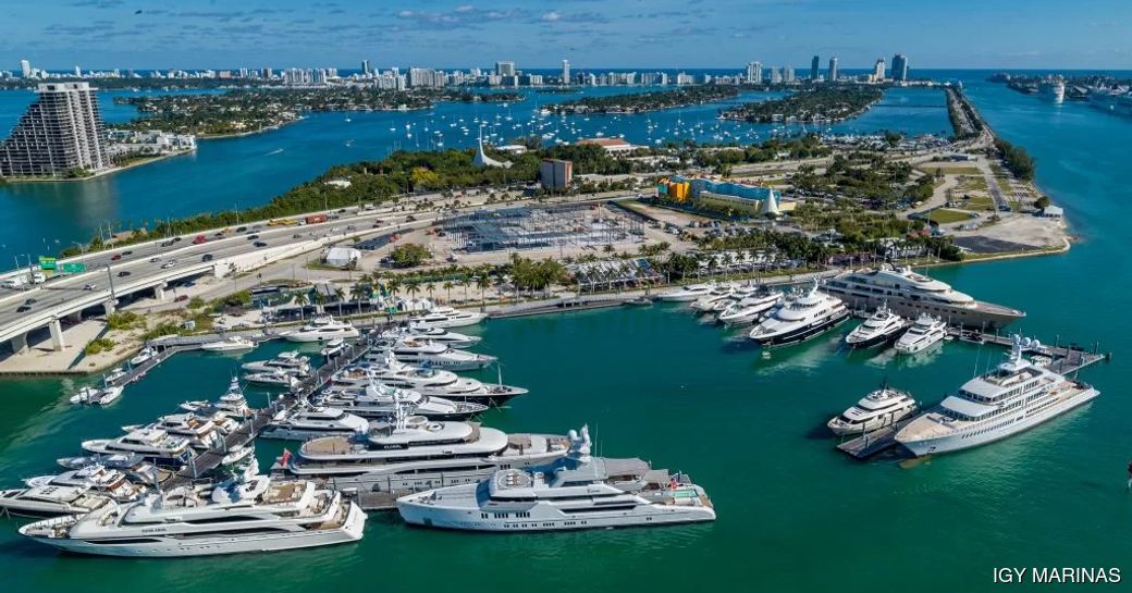 Yacht Haven Grande Miami at Island Gardens aerial view