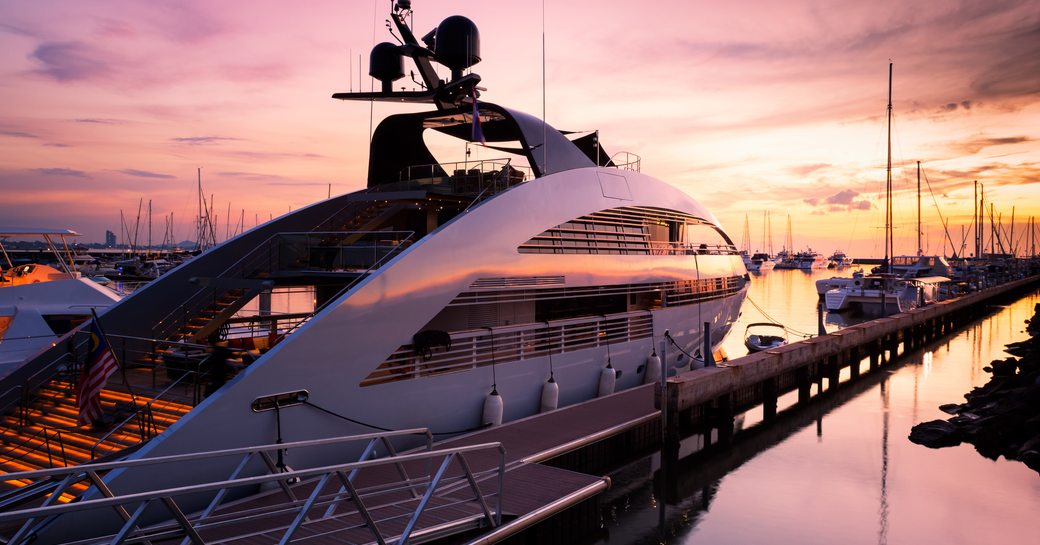 Yacht moored at the Ocean Marina in Pattaya, Gulf of Thailand