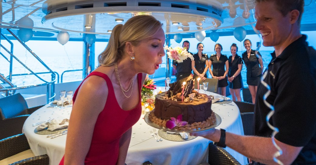 birthday celebration on luxury yacht