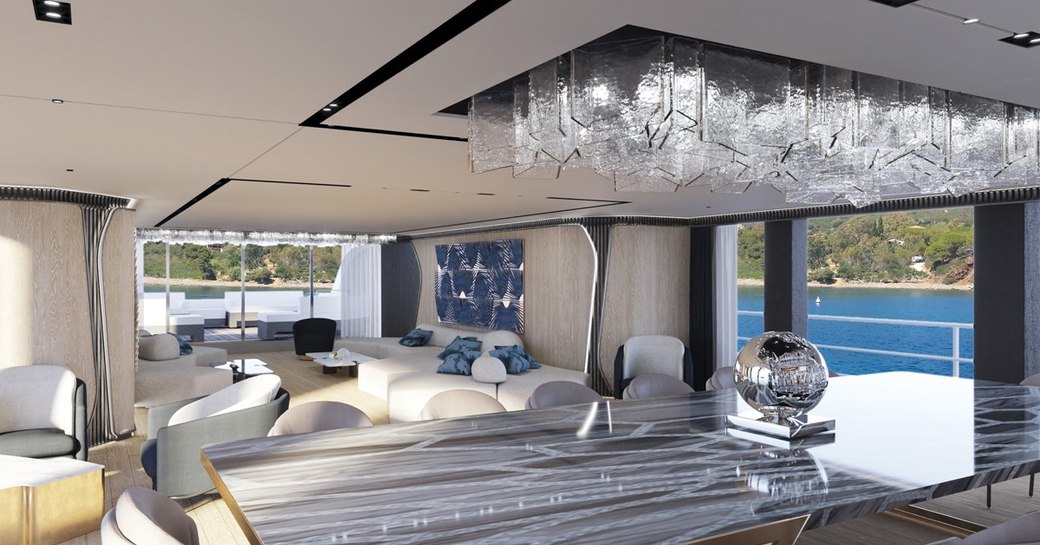 Formal dining on board charter yacht RIO